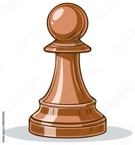 Classic Chess Pawn Piece in Copper Tones Detailed Cartoon Style Vector Illustration