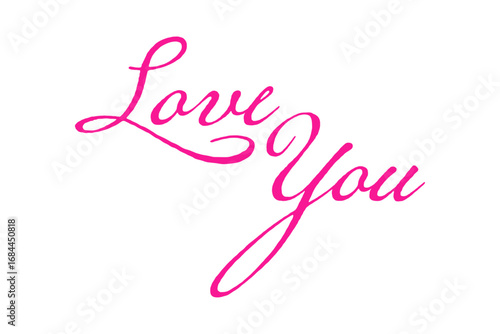 Love You - Love You（愛しています）の文字の、筆記体で書いたおしゃれなロゴタイプ、カリグラフィー
