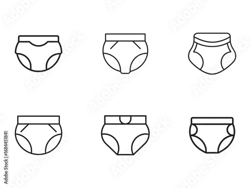 Collection of Different Underwear Outline Icons Representing Comfort and Style for Men and Women Various Designs Available