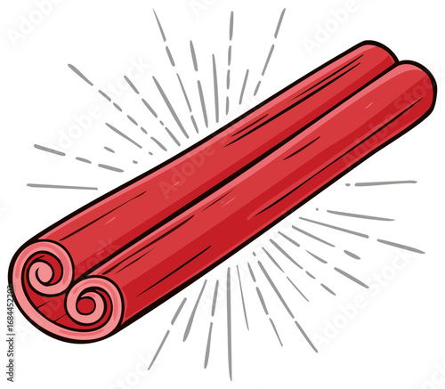 Rolled cinnamon sticks with an eye-catching design element and stylized graphics.