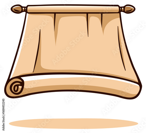 Cartoon Scroll Illustration: Ancient Parchment Document, Decorative Design