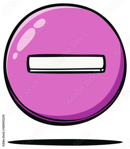 Cartoon Minus Sign Pink Icon Round Symbol Illustration Delete Remove Reduce Negative