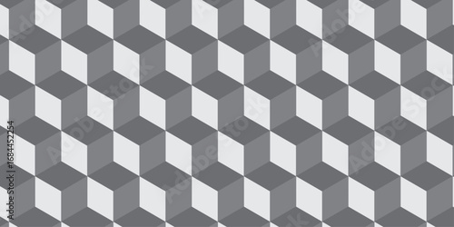 Gray 3d modeling cubes Illustration decoration seamless white material pattern square design.	