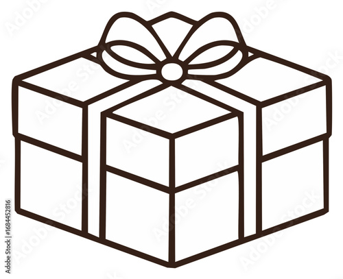 Gift Box Outline Vector Illustration Featuring Ribbons and Bows for Holiday Events