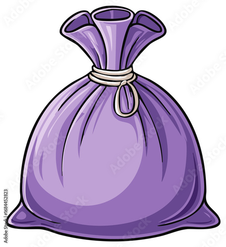 Cartoon Purple Drawstring Bag Isolated Illustration