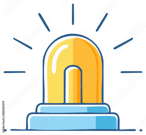 Emergency Flasher Cartoon Alert Icon for Safety, Attention, or Warning Light Signal. Drawn Vector Illustration