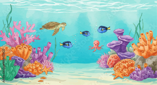coral reef with fishes