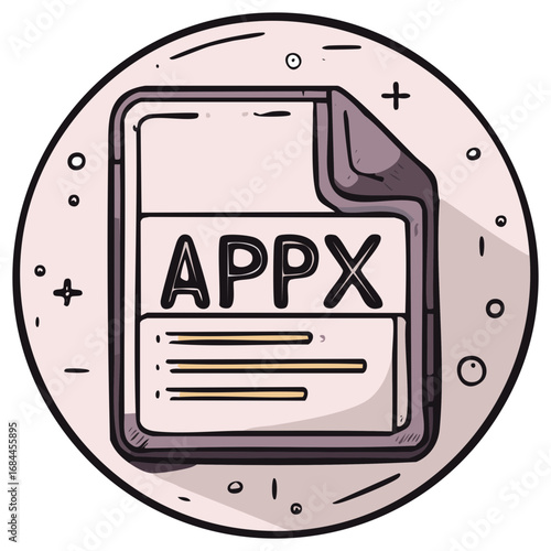 Hand drawn APPX file icon for software application package installation and deployment