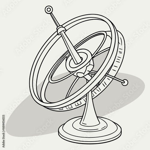Stylized illustration of an armillary sphere astronomical instrument