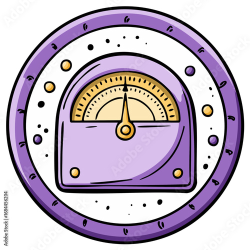 Illustration of a weight scale in a purple and yellow color scheme