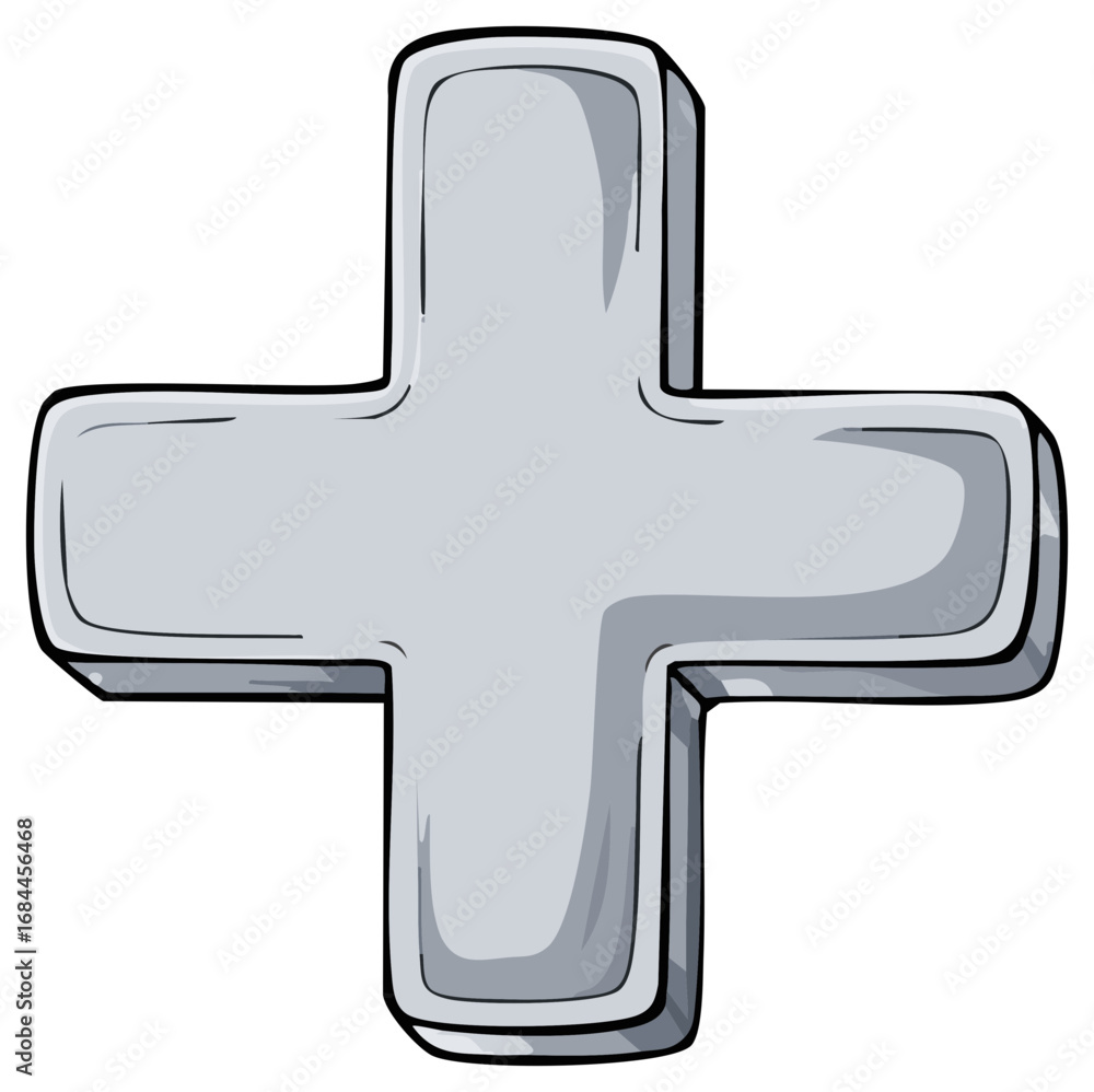 Obraz premium Gray plus sign icon illustration with cartoon style and subtle shading