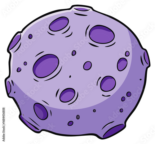 Cartoon style planet with craters isolated