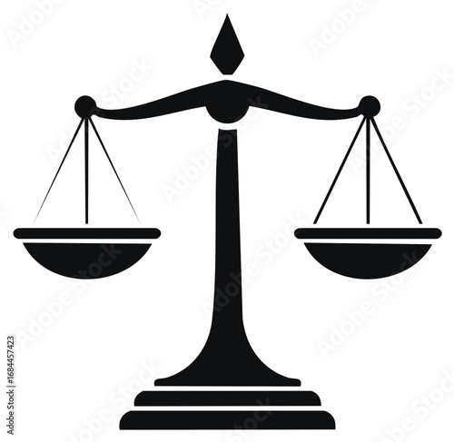 Law Scales Illustration in Black and White