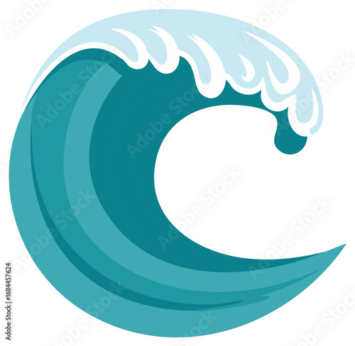Stylized ocean wave illustration showing movement and sea water curl vector design.