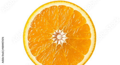Close up of a juicy orange slice isolated on a transparent background