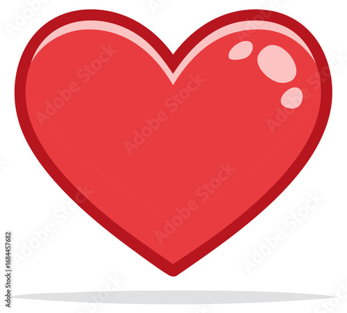Simple Flat Red Heart Icon with Highlight Vector Illustration