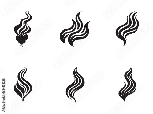 Collection of Smoke Steam Cloud Shape Design Elements Isolated on White Background Air Pollution and Aroma Concepts Vector Illustration