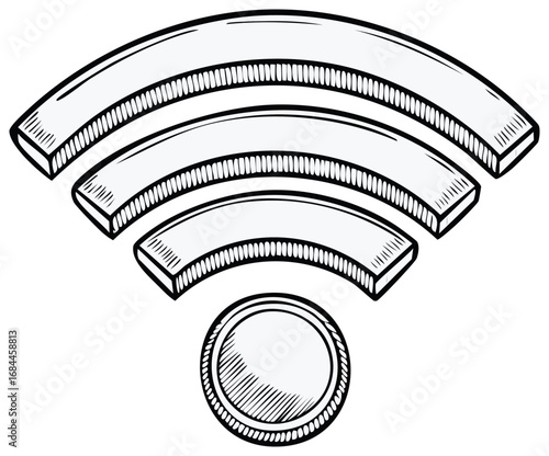 Hand Drawn Wi Fi Symbol Icon Representing Wireless Connection Signal Strength