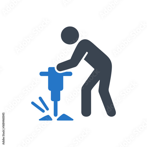 Worker Using Jackhammer Icon