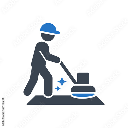 Worker Polishing Floor Icon