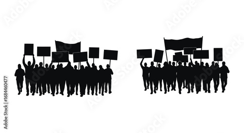 a group of people holding signs in protest