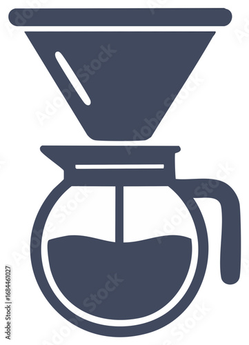 Pour over coffee brewing icon with dripper and pot. Simple flat vector illustration of making coffee.
