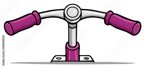 Vector illustration of purple scooter handlebar in cartoon style.