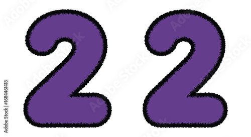 two large purple numbers twenty two side by side