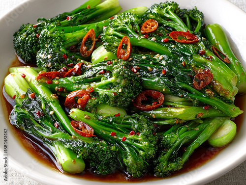 With Sauce Broccoli Chinese Oyster Plated Stir-Fried