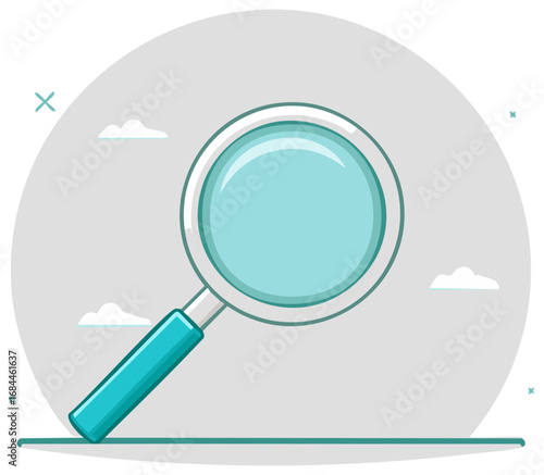 Magnifying glass cartoon illustration for search or investigation, discovery icon