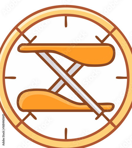 Ironing Board Inside Clock Cartoon Illustration Time Management Concept