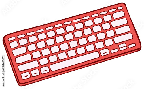 Red and white digital keyboard for computer or laptop