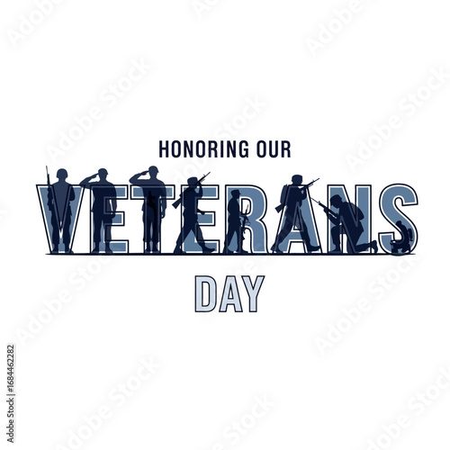 Silhouette soldiers convey honor and gratitude for veterans on veterans day remembrance