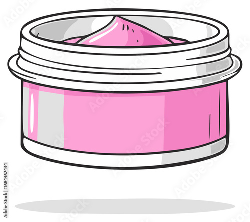 Hand-Drawn Jar of Pink Creamy Product Cosmetic Beauty Skincare Moisturizer