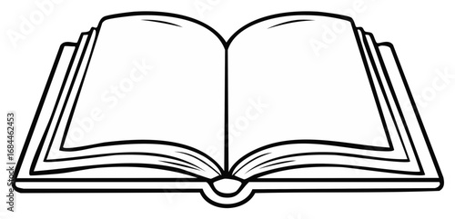 Minimalist vector illustration of an open book featuring blank pages for custom content