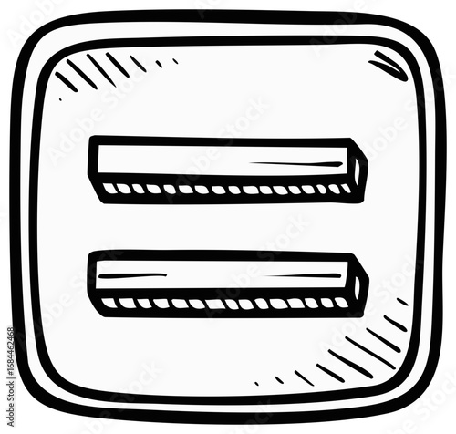 Simple hand drawn equals sign illustration representing equality or comparison
