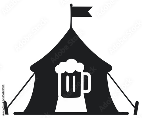 Illustration of Beer Mug Inside Tent With Flag