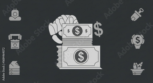 Money cash finance wealth currency investment dollar earnings income payment stack savings rich business