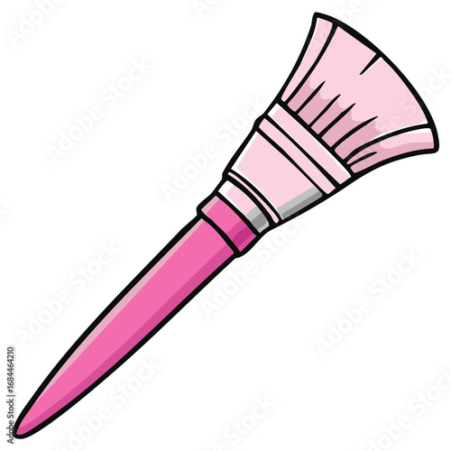 Pink Makeup Brush Cartoon Style Illustration for Beauty and Cosmetic Applications
