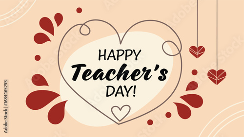 Vector art of happy teachers day greeting with heart shape and decorative elements, a warm and loving tribute