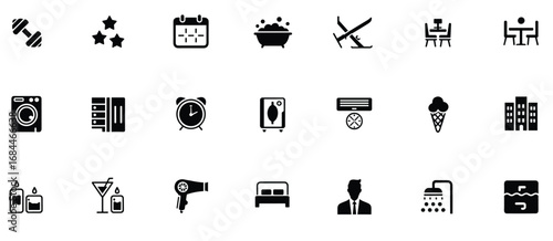 Hotel & Resort Amenities Icon Set
