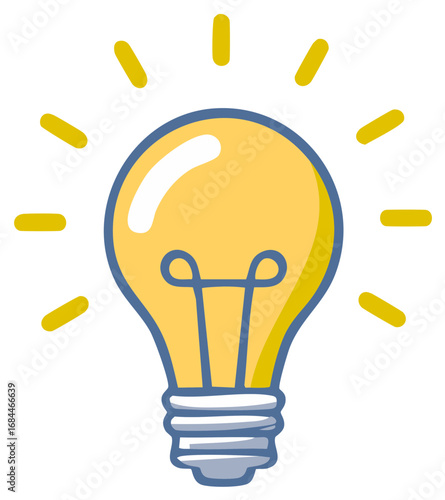 Light Bulb Idea Creative Concept Yellow Energy Cartoon Drawing Innovation Conceptual Thinking Illustration