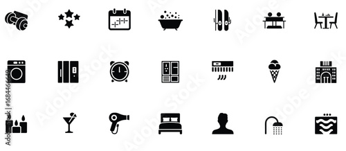 Hotel & Resort Amenities Icon Set