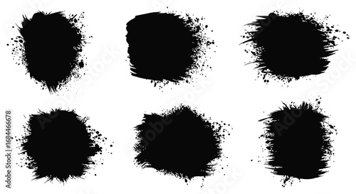 Wallpaper Mural six black ink blots arranged neatly in two rows Torontodigital.ca