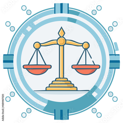 Scales of Justice Symbol in Blue Circle Graphic Element Fairness Legal Court Vector