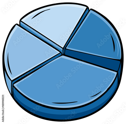 Blue Pie Chart Graphic Shows Statistical Breakdown of Data and Information