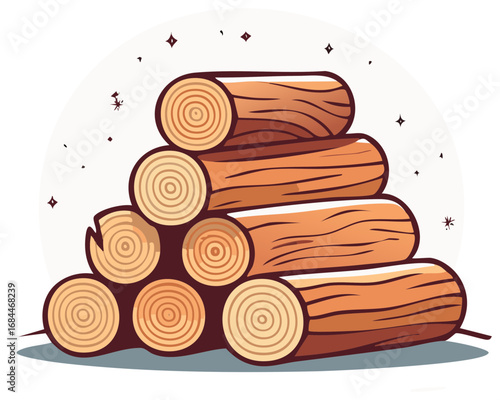 Stack of cut wood logs for firewood illustration pile of timber logs for heating