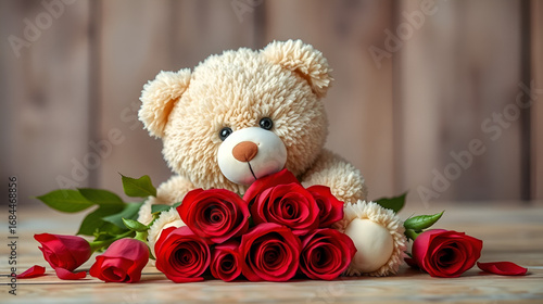 teddy bear with roses.
