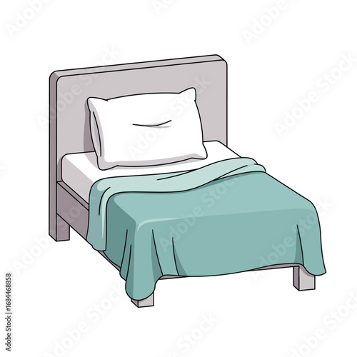 Cozy slumber: A peaceful bed illustration inviting relaxation and tranquility in minimal style