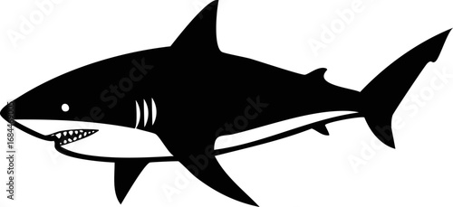 Shark Animal Vector Logo in Minimalist Black and White, Simple Design Ideal for Wildlife Branding and Nature Illustration
